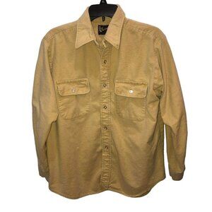 VTG KlondIke Mens Large Yellow Long Sleeve Flannel Pockets Heavy Shirt Size L